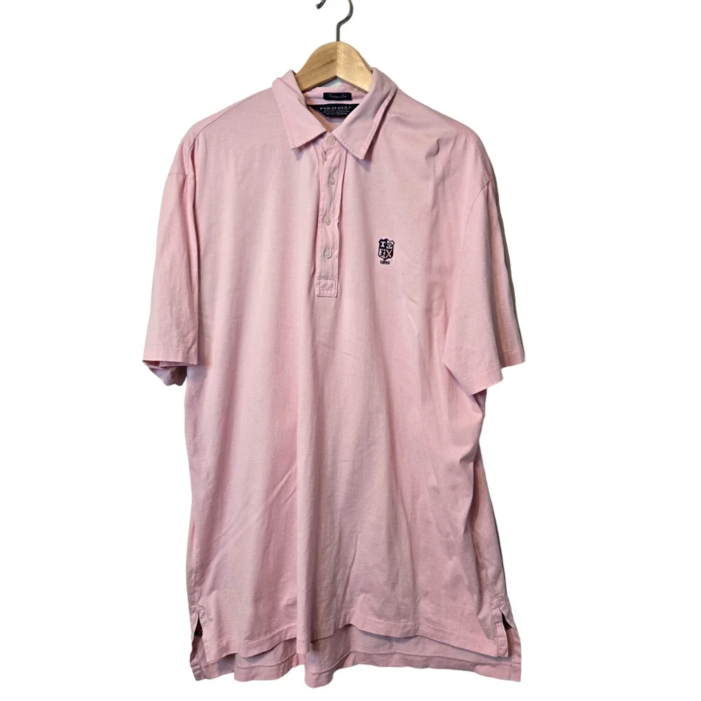 Polo Golf Ralph Lauren Vintage Lisle Pink Cotton Short Sleeve Mens Polo Shirt XL